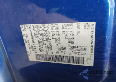 2015 Nissan Xterra Pro-4X z USA, uszkodzony, nr VIN 5N1AN0NW2FN657313